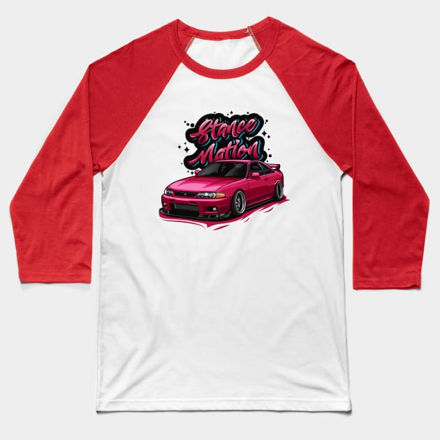 Skyline GTR R33 (Maroon) Baseball T-Shirt by Jiooji Project